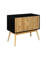 Convenience Concepts Oslo Storage Console Table Wood Grain, Gray & Black