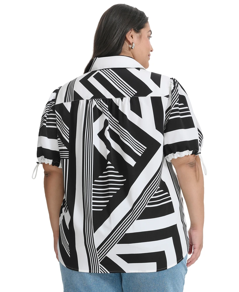 Karl Lagerfeld Paris Plus Logo Graphic Short-Sleeve Shirt, Created for Macy's