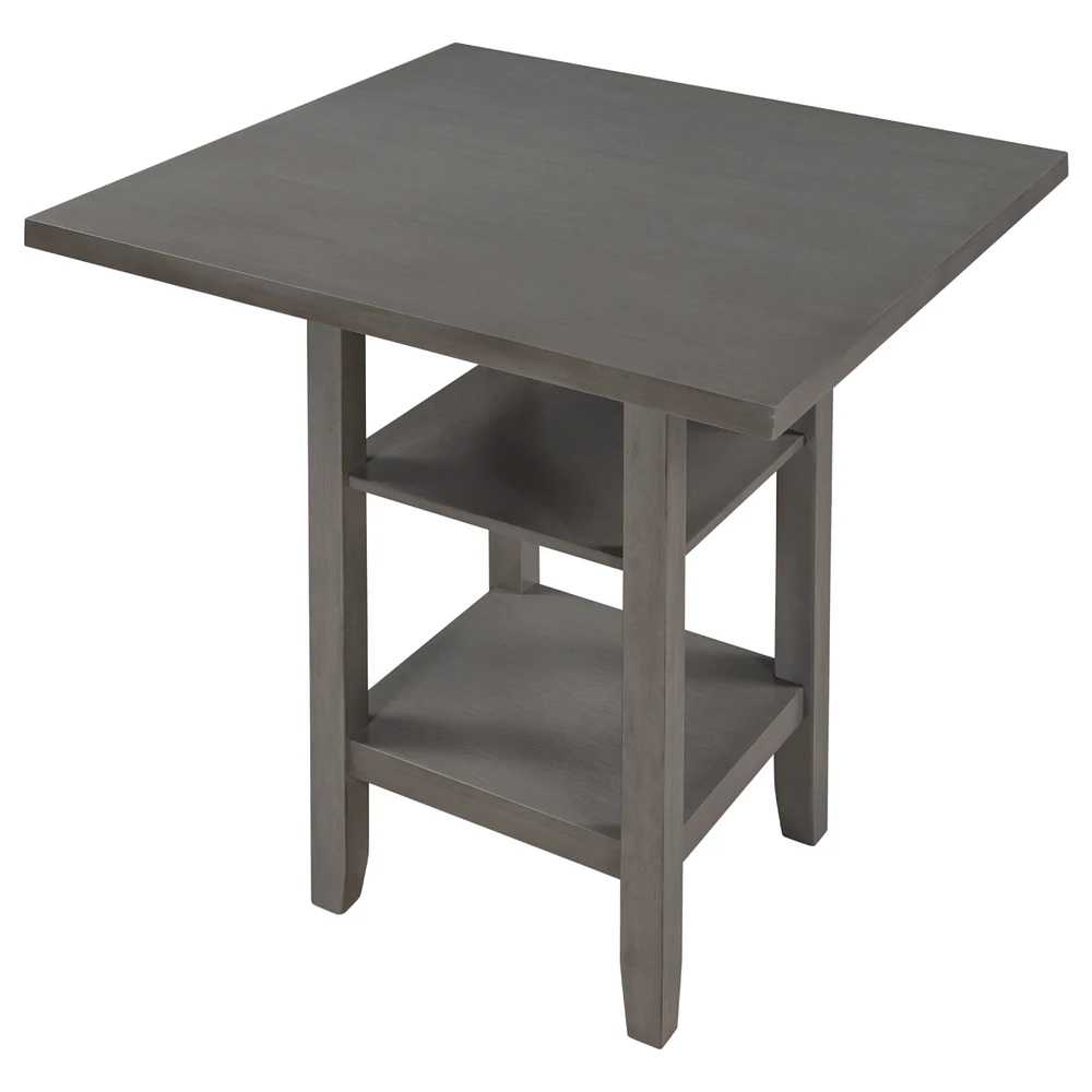 Streamdale Furniture Modern Square Dining Table with 2-Tier Storage