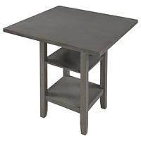 Streamdale Furniture Modern Square Dining Table with 2-Tier Storage