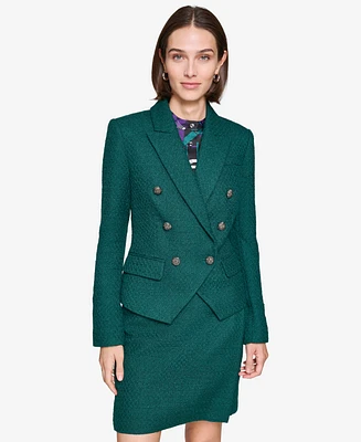 Karl Lagerfeld Paris Women's Tweed Double Breasted Blazer