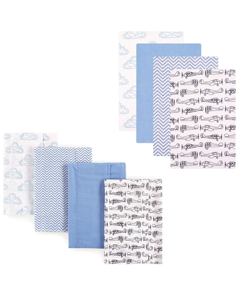 Hudson Baby Infant Boy Cotton Flannel Burp Cloths and Receiving Blankets, 8-Piece, Airplane, One Size