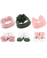 Hudson Baby Infant Girl 12Pc Headband and Socks Giftset, Green Green