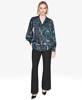 Karl Lagerfeld Paris Women's Printed Long-Sleeve Blouse