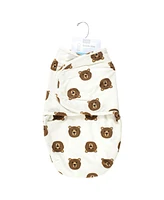 Hudson Baby Boys Plush Faux Fur Swaddle Wrap, Buffalo Plaid, 0-3 Months