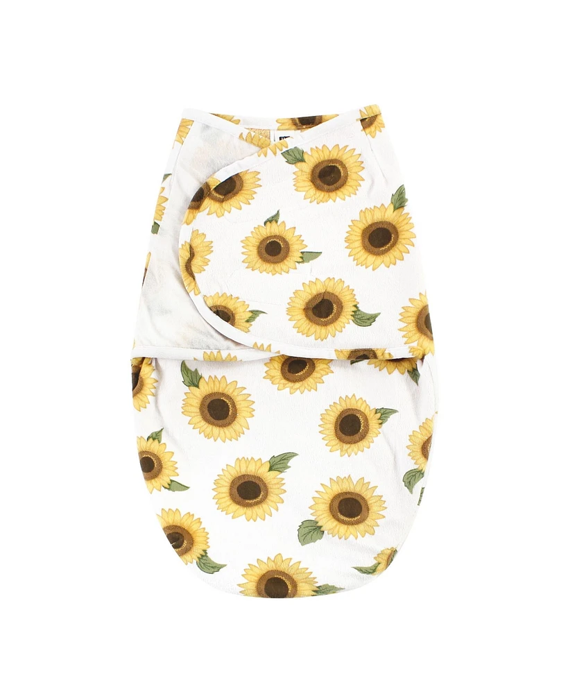 Hudson Baby Baby Girls Plush Faux Fur Swaddle Wrap, Sunflower, 0-3 Months