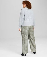 Now This Trendy Plus Size Zip Collar Sweater Faux Leather Cargo Pants Created For Macys