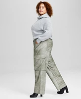 And Now This Trendy Plus Faux-Leather Cargo Pants, Created for Macy's