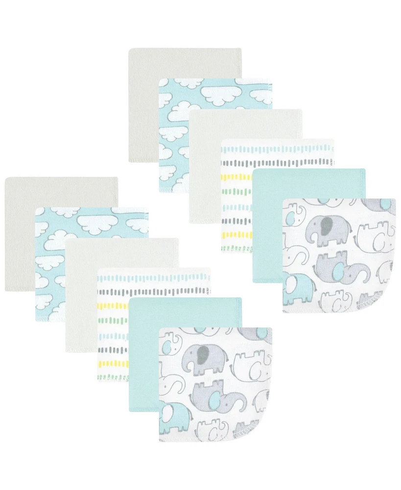 Hudson Baby Flannel Washcloths, Neutral New Elephant 12Pk, One Size