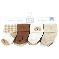 Hudson Baby Baby Boys Hudson Cotton Rich Newborn and Terry Socks, Teddy Bear, 0-6 Months