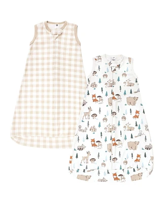 Hudson Baby Boys Cotton Sleeveless Wearable Sleeping Bag, Sack, Blanket Woodland Pals, 12-18 Months