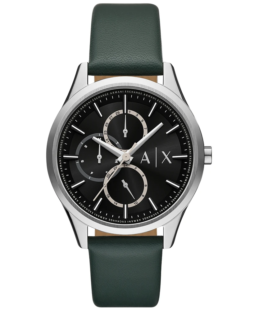 A|X Armani Exchange Men's Quartz Multifunction Green Leather Watch 42MM