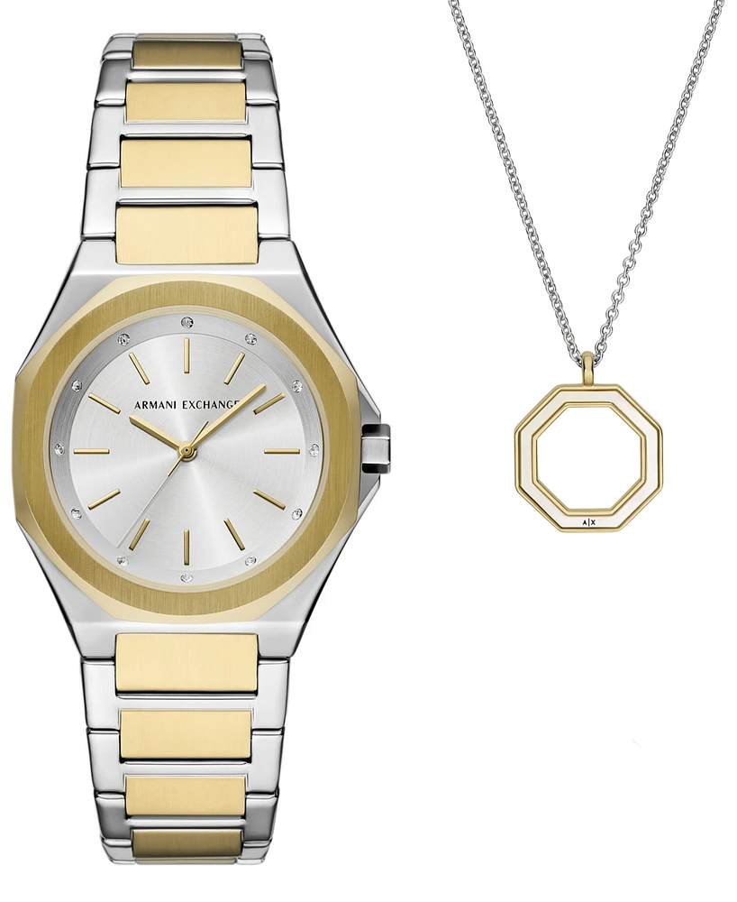 A|X Armani Exchange Women's Quartz Three-Hand Two-Tone Stainless Steel 34MM - Two