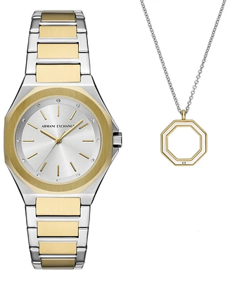 A|X Armani Exchange Women's Quartz Three-Hand Two-Tone Stainless Steel 34MM - Two