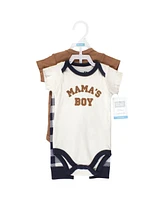 Hudson Baby Boys Cotton Bodysuit and Pant Set, Brown navy mamas Short-Sleeve - boy short