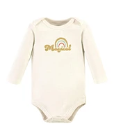 Hudson Baby Baby Girls Cotton Long-Sleeve Bodysuits, Magical Rainbow -Pack, Preemie