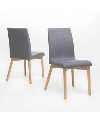 Simplie Fun Sleek and Stylish Fabric Dining Chairs with Walnut-Finished Legs