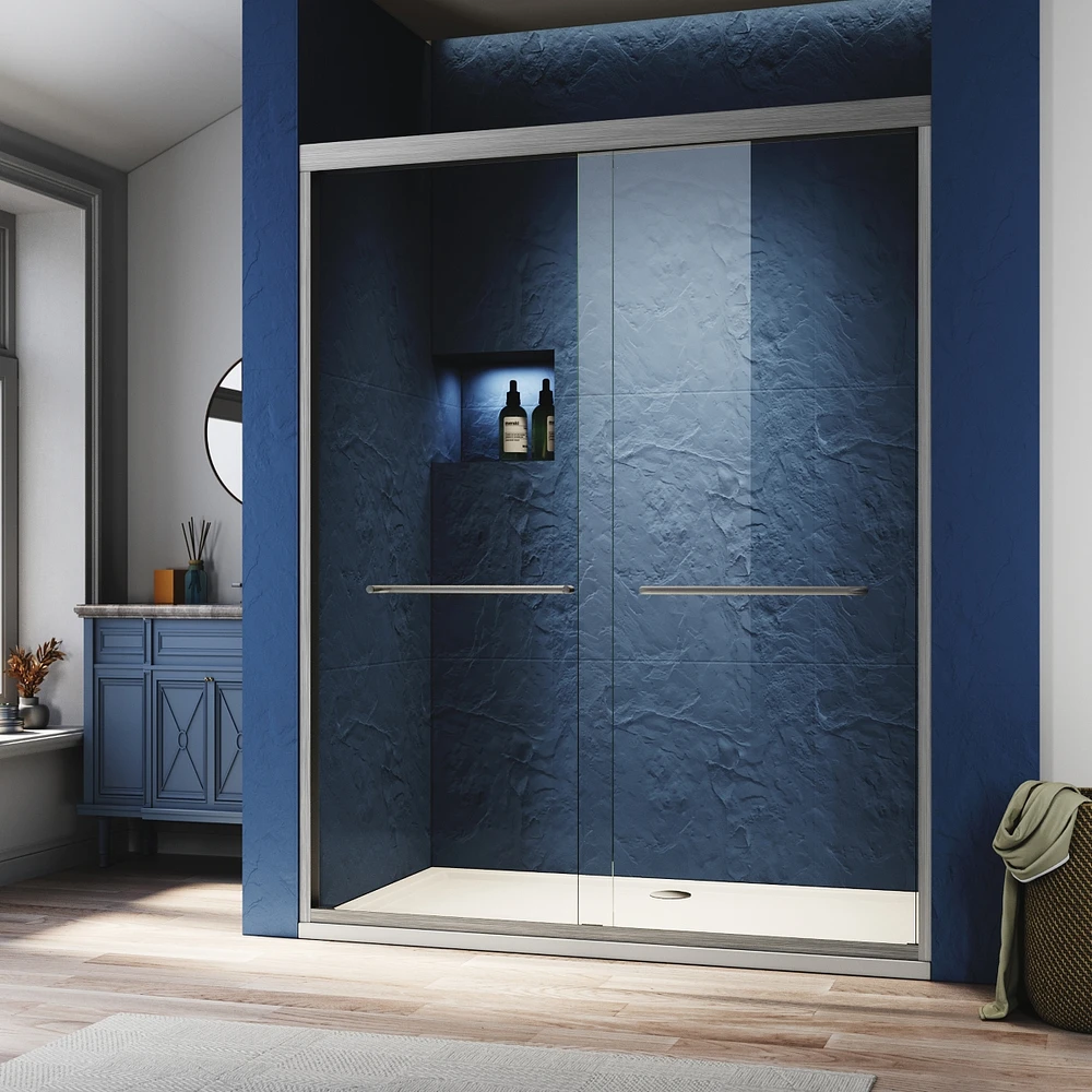 50-54in Sliding Shower Doors with Safety Glass and Easy Assembly