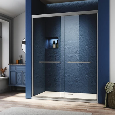 50-54in Sliding Shower Doors with Safety Glass and Easy Assembly