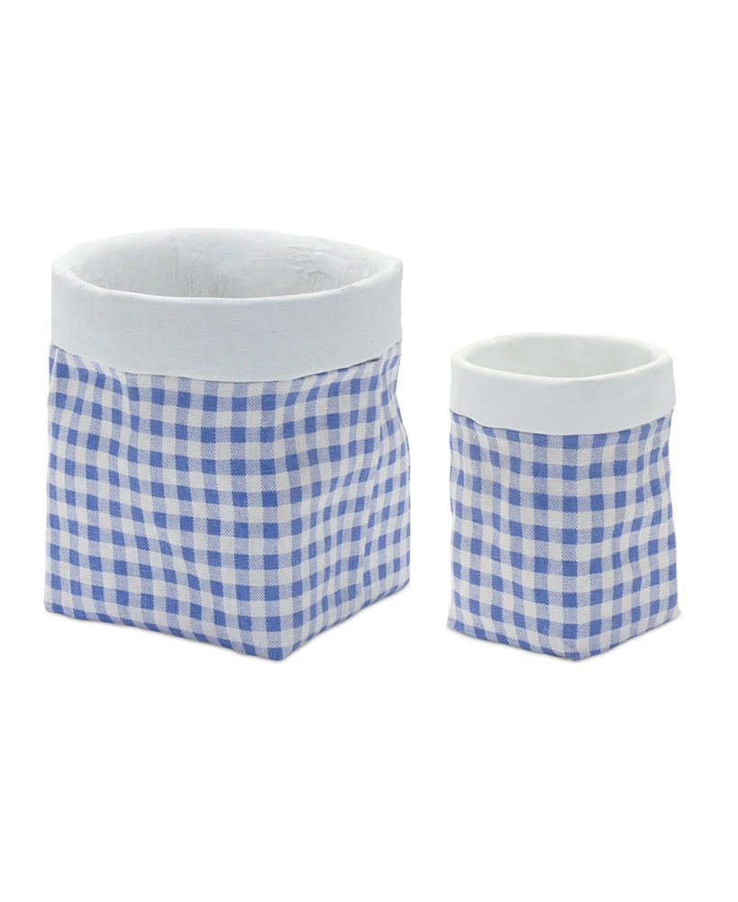 Slickblue Gingham Sack Design Stone Planter (Set of 2)