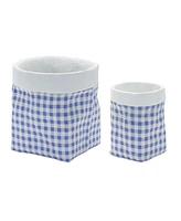 Slickblue Gingham Sack Design Stone Planter (Set of 2)