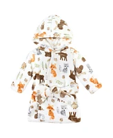 Hudson Baby Baby Boys Plush Animal Face Bathrobe, Woodland, 0-9 Months