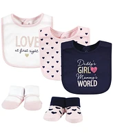 Hudson Baby Baby Girls Cotton Bib and Sock Set, Love At First Sight, 0-9 Months