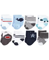 Hudson Baby Baby Boys Hudson Cotton Rich Newborn and Terry Socks, Sea Creatures 8Pk, 6-12 Months