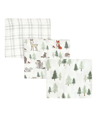 Hudson Baby Infant Boy Cotton Muslin Swaddle Blankets, Forest Animals, One Size