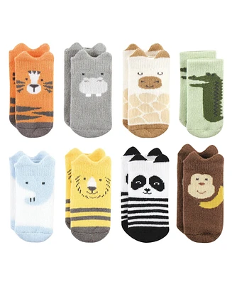 Hudson Baby Baby Boys Hudson Cotton Rich Newborn and Terry Socks, Zoo Animals, 6-12 Months