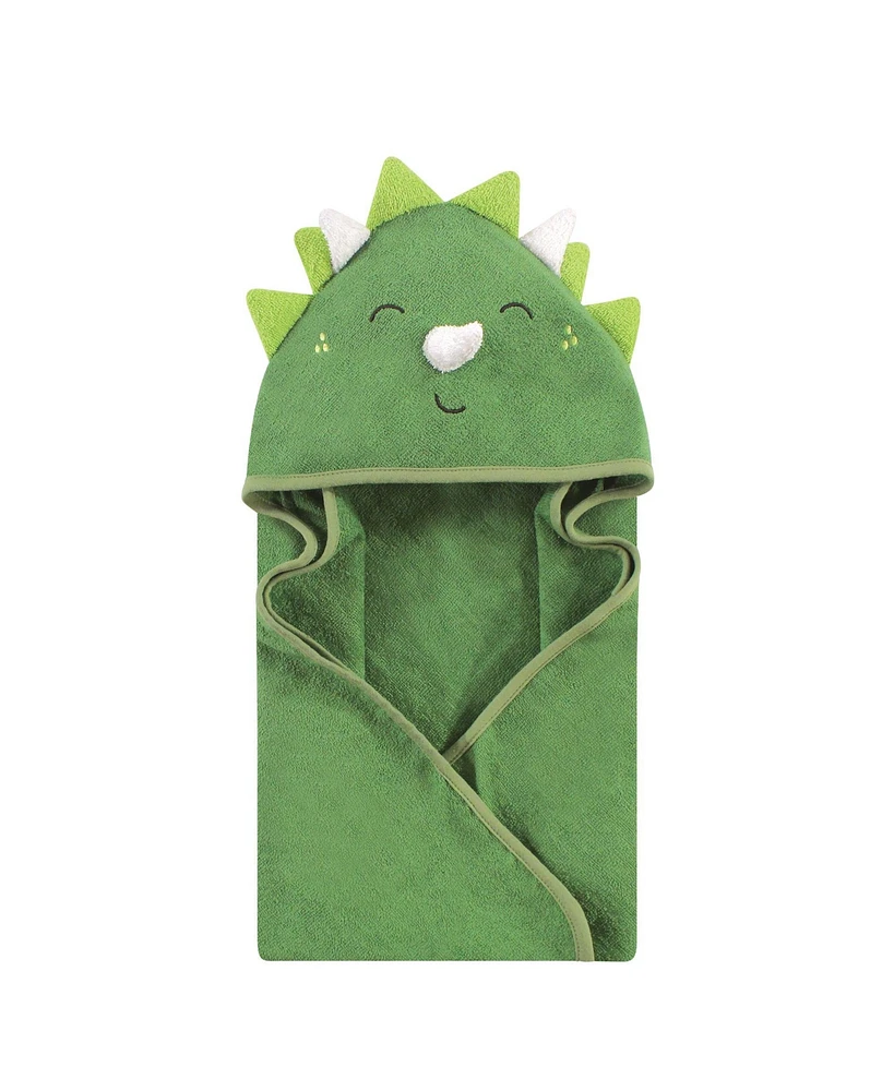 Hudson Baby Infant Boy Cotton Animal Face Hooded Towel, Dinosaur, One Size