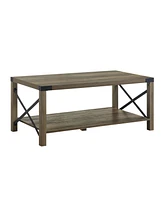 Simplie Fun Abiram Coffee Table in Rustic Oak Finish