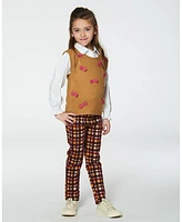 Deux par Little Girls Milano Treggings Plaid Magenta And Brown - Toddler|Child