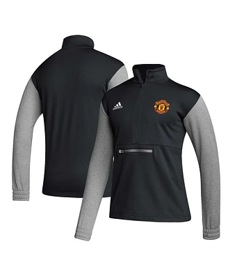 Adidas Men's Manchester United Crest Long Sleeve Half-Zip Top