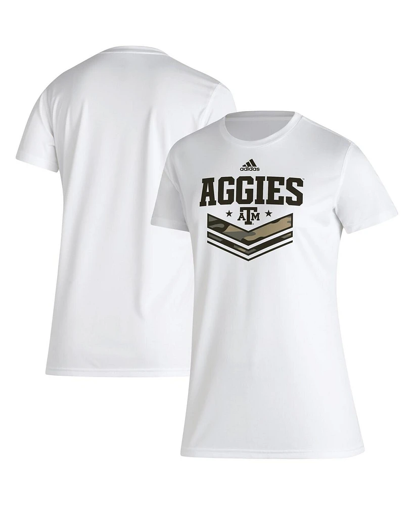 Adidas Women's White Texas A M Aggies Military Appreciation Aeroready T-Shirt