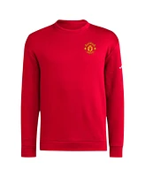 Adidas Men's Red Manchester United Team Fleece Pullover Sweatshirt