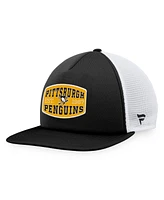 Fanatics Men's Black/White Pittsburgh Penguins Foam Front Patch Trucker Snapback Hat