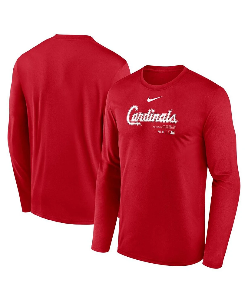 Nike Men's Red St. Louis Cardinals Authentic Collection Practice Performance Long Sleeve T-Shirt