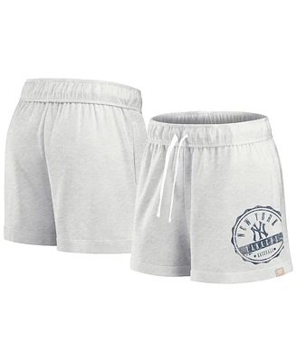 Fanatics Women's Oatmeal New York Yankees Oversized Badge Lounge Shorts