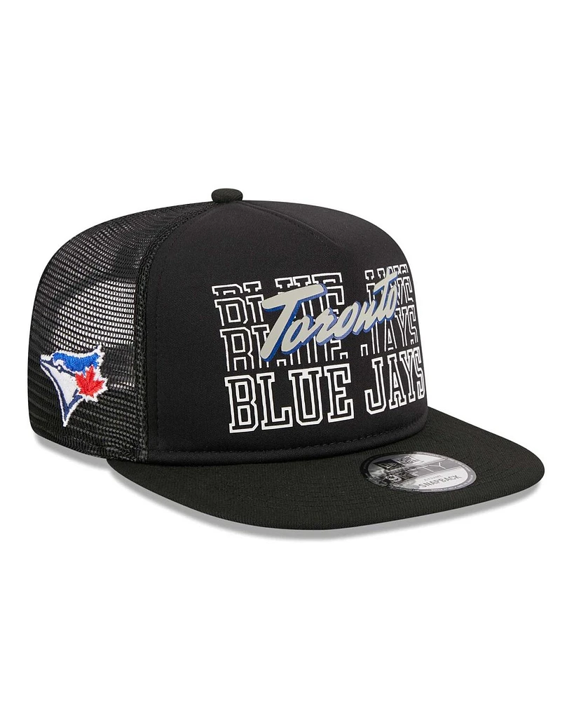 New Era Men's Black Toronto Blue Jays Street Team A-Frame Trucker 9FIFTY Snapback Hat