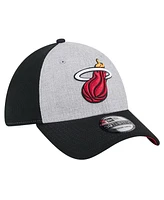 New Era Men's Heather Gray/Black Miami Heat Two-Tone 39THIRTY Flex Hat