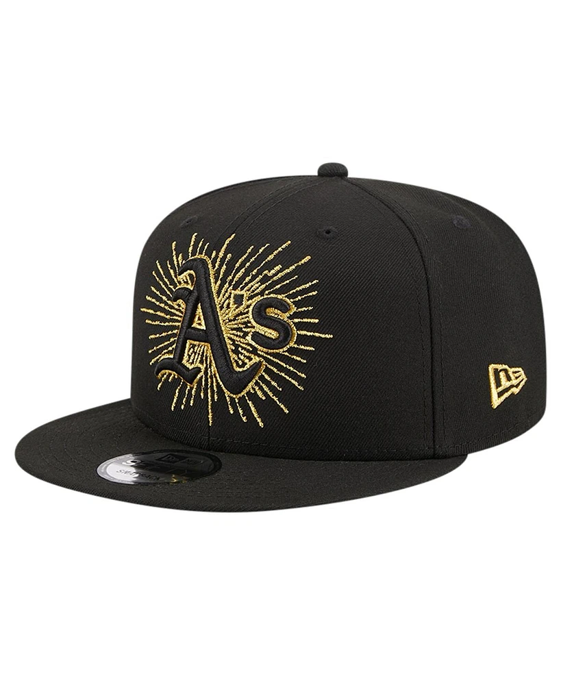 New Era Men's Black Oakland Athletics Metallic Logo 9FIFTY Snapback Hat