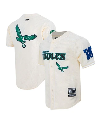 Pro Standard Men's Cream Philadelphia Eagles Retro Classic Mesh Button-Up Shirt