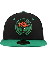 New Era Men's Black Greensboro Grasshoppers Authentic Collection 59FIFTY Fitted Hat