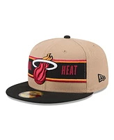 New Era Men's Tan/Black Miami Heat 2024 Nba Draft 59FIFTY Fitted Hat