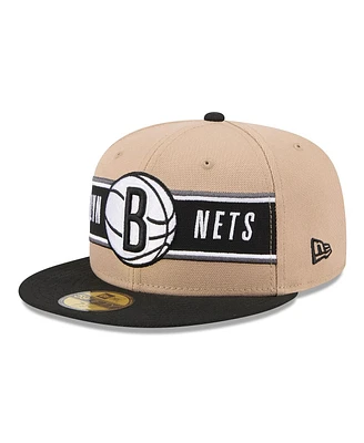 New Era Men's Tan/Black Brooklyn Nets 2024 Nba Draft 59FIFTY Fitted Hat