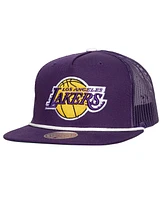 Mitchell & Ness Men's Purple Los Angeles Lakers Roper Meshback Trucker Snapback Hat