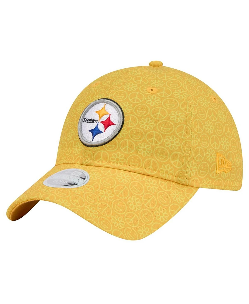 New Era Women's Gold Pittsburgh Steelers Smiley 9TWENTY Adjustable Hat