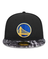 New Era Men's Black Golden State Warriors Coral Reef Visor 59FIFTY Fitted Hat