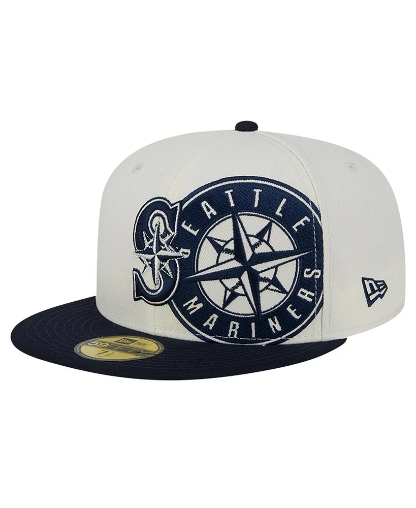 New Era Men's Cream/Navy Seattle Mariners Lonestar 59FIFTY Fitted Hat